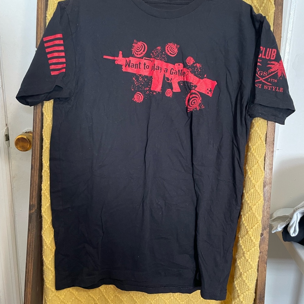 Grunt Style Black Short-Sleeve Tee with Red Rifle Graphic